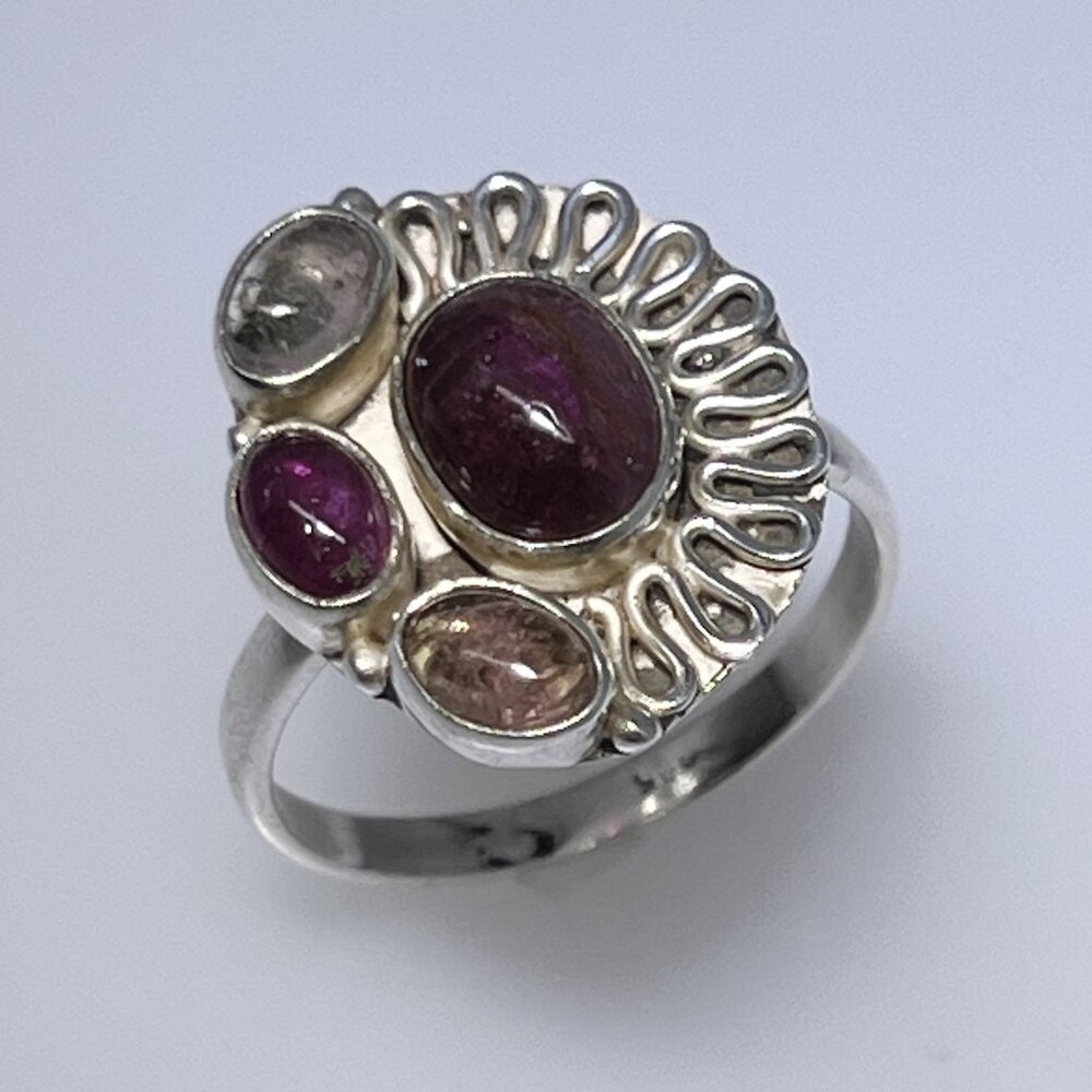 Stylish, unusual natural Tourmaline ring, sterling silver, size: 9.50, NWOT